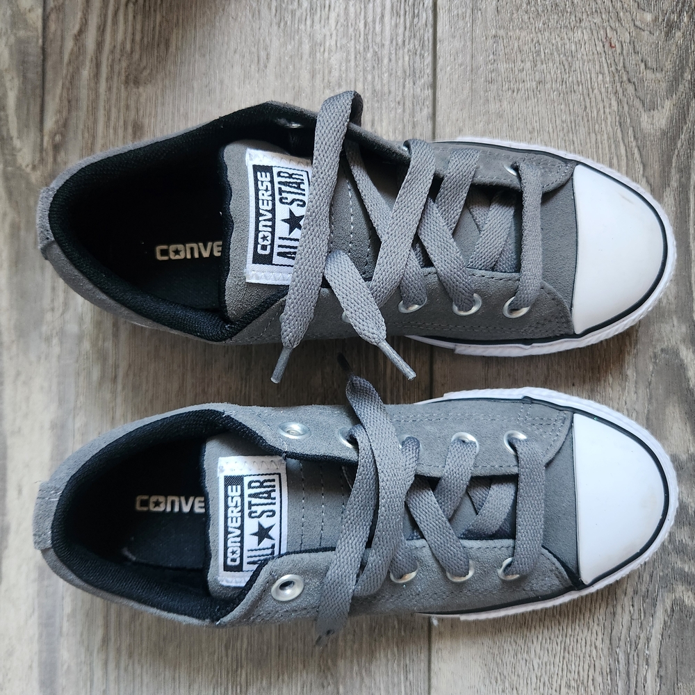 Converse Gray Low-Top Sneakers, Suede